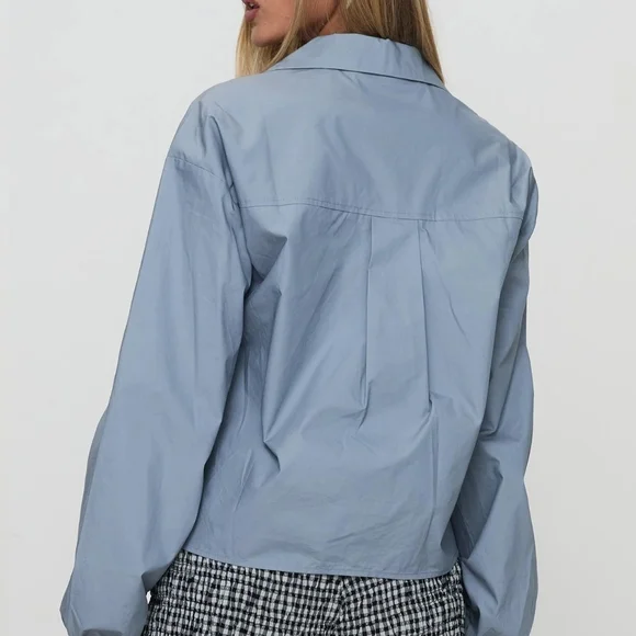 NWT ✨️$25 Princess Polly Rinch L/S Top In Steel Blue Size 2 - Picture 2 of 9